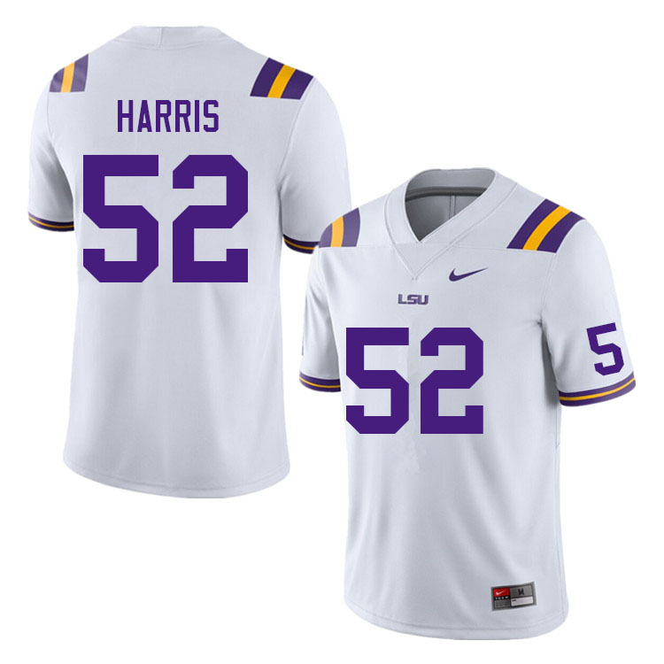 Men #52 Nate Harris LSU Tigers College Football Jerseys Sale-White